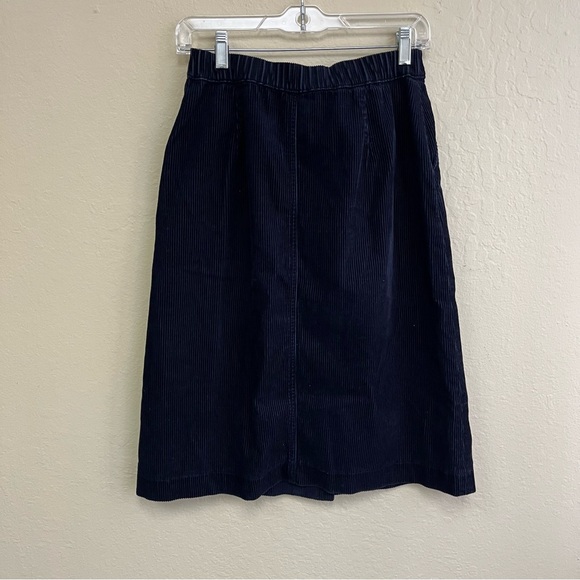 UNIQLO Skirt Small Corduroy Stretch A-Line Knee Length High Waist Cotton Blue - Picture 3 of 6